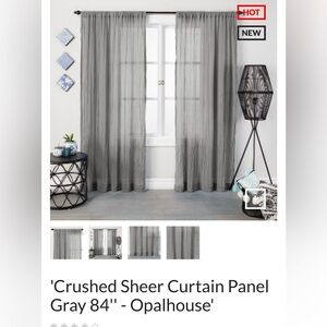 Set of 2 Opalhouse for Target Grey Crushed Curtain Panels 52” x 84”
